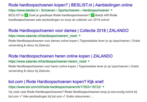 organische zoekresultaten