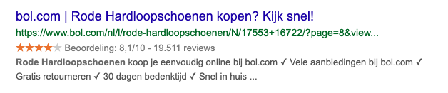 review sterren in zoekmachine google